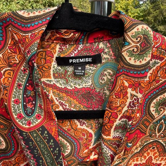 Premise Studio Paisley Blouse - Multicolor Boho Top - M - Picture 6 of 10